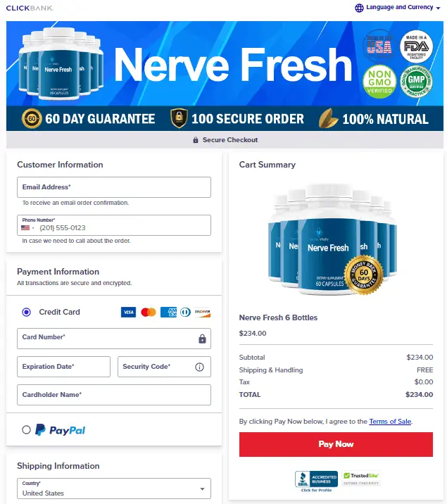 Nerve Fresh Order Page